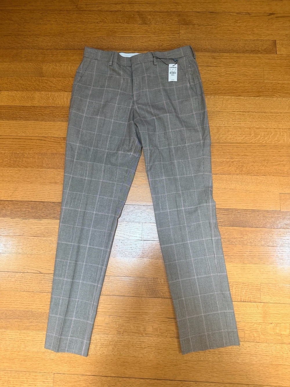 Express Men's Taupe Plaid Dress Pants
